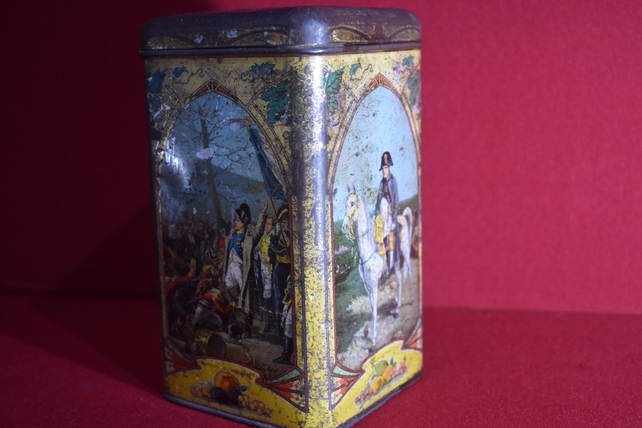 MILITARY THEME BISCUIT TIN NAPOLEON BONAPARTE-SOLD